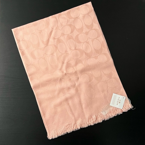 Coach Signature Monogram Silk/Wool Wrap in Blush - Picture 2 of 4